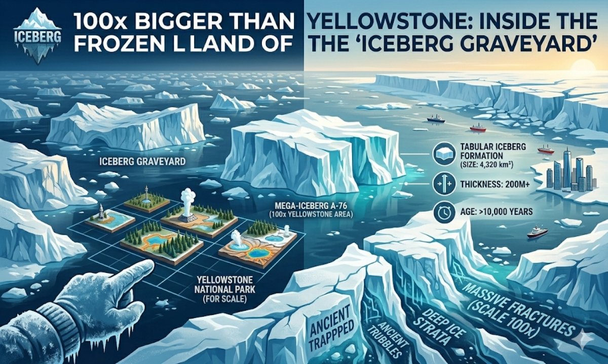 100x Bigger Than Yellowstone: Inside the Frozen Land of the ‘Iceberg Graveyard’