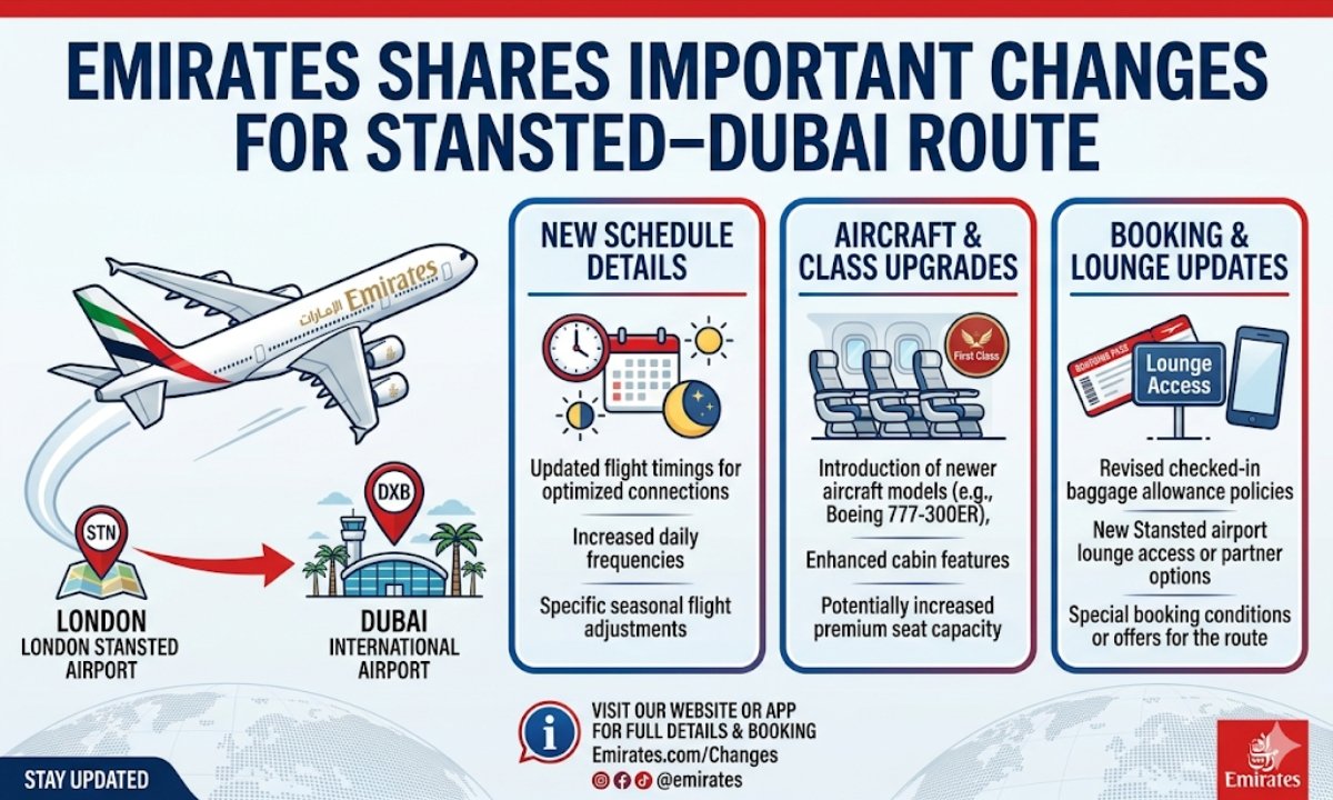 Emirates Shares Important Changes for Stansted–Dubai Route