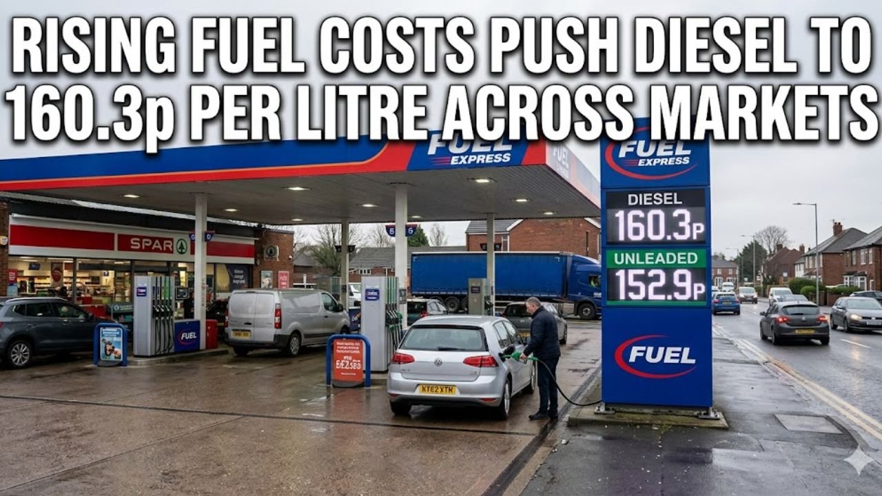 Rising Fuel Costs Push Diesel to 160.3p Per Litre Across Markets
